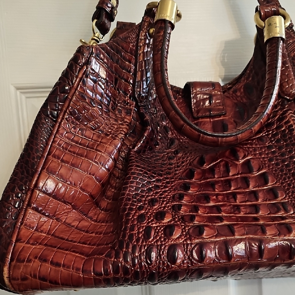 Brahmin Croc Embossed Leather Handbag